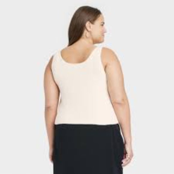 NWT A New Day Cream V-Neck Fuzzy Sweater Tank Top Women's Large - Picture 3 of 11